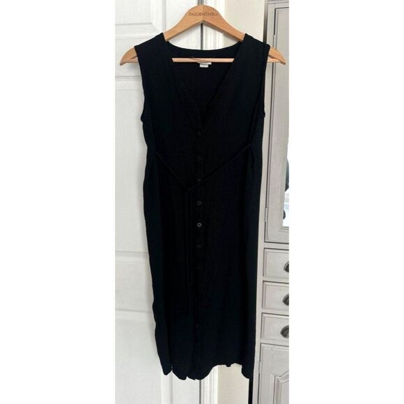 Eileen Fisher Women's LG Black Sleeveless Shirt Dress Minimalist Contemporary - Picture 1 of 6